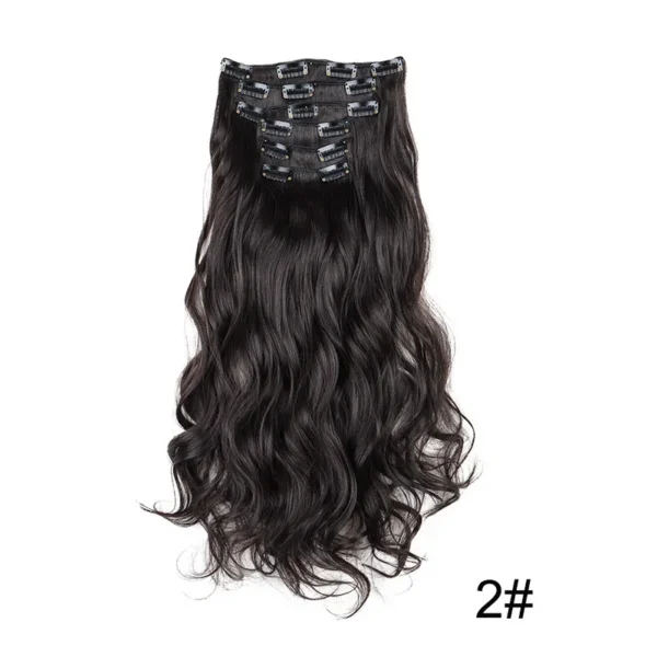 16 Clips 6Pcs/Set Hair Extensions Long Wavy Hairstyle Synthetic Hairpieces Heat Clip-in Body Wave Hair Exten Resistant For Women
