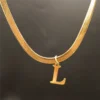 A-Z Alphabet Gold Plated Stainless Steel Pendant Necklace for Women Snake Chain Initial Letter Clavicle Necklaces Collar Jewelry
