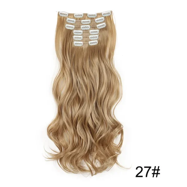 16 Clips 6Pcs/Set Hair Extensions Long Wavy Hairstyle Synthetic Hairpieces Heat Clip-in Body Wave Hair Exten Resistant For Women