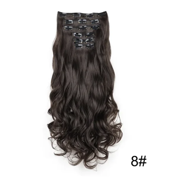 16 Clips 6Pcs/Set Hair Extensions Long Wavy Hairstyle Synthetic Hairpieces Heat Clip-in Body Wave Hair Exten Resistant For Women