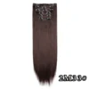 540046434 Black Hair Extensions 24"/60cm 6pcs/set Women Long Straight Synthetic Full Head Clip 16 Clips Ombre Heat Resistant Fiber Hair