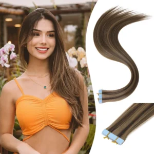 10Pcs Invisible Tape In Straight Hair Extensions Seamless Invisible Adhesive Women Synthetic Straight Tape In Hair Extensions