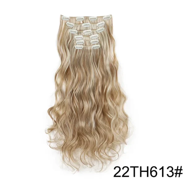 16 Clips 6Pcs/Set Hair Extensions Long Wavy Hairstyle Synthetic Hairpieces Heat Clip-in Body Wave Hair Exten Resistant For Women