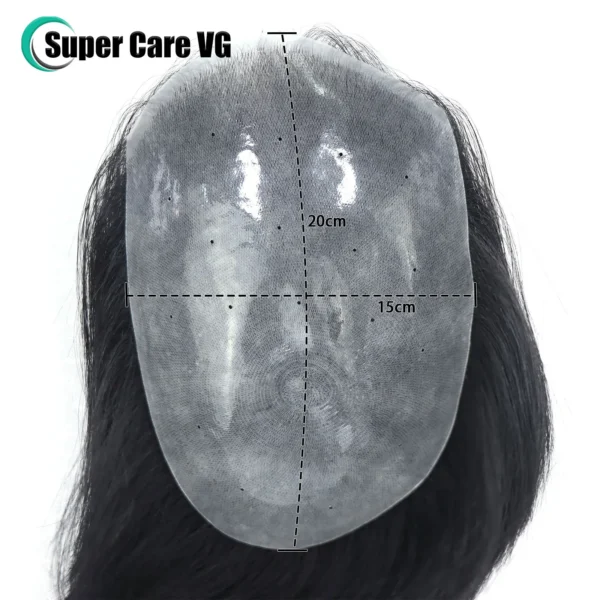 15x20 CM Full PU Thin Skin Hair System Man Toupee V Style For Men Human Hair Wig 0.06mm Thin Skin PU Men's Capillary Prosthesis