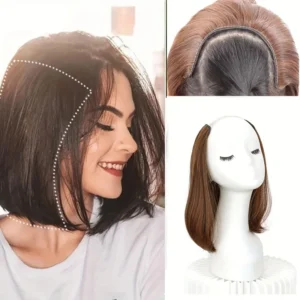 WIGSIN Synthetic Short Straight Hair Pieces Invisible Clip In Hair Pad High Hair Extension Fluffy Volume Hair for Women