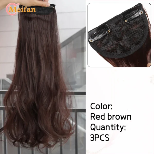MEIFAN Synthetic Invisable Seamless Fluffy Hairpieces Clip in Hair Extensions Natural Fake Pad High Hair pieces for Women