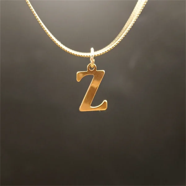A-Z Alphabet Gold Plated Stainless Steel Pendant Necklace for Women Snake Chain Initial Letter Clavicle Necklaces Collar Jewelry