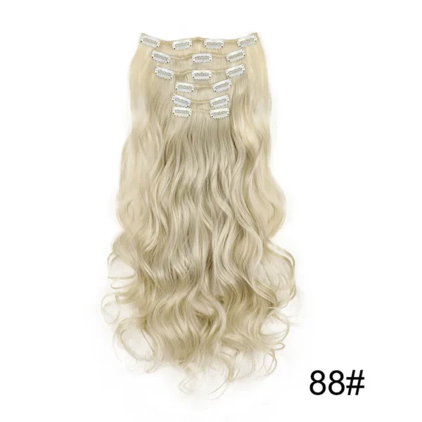 16 Clips 6Pcs/Set Hair Extensions Long Wavy Hairstyle Synthetic Hairpieces Heat Clip-in Body Wave Hair Exten Resistant For Women