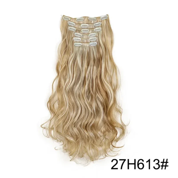 16 Clips 6Pcs/Set Hair Extensions Long Wavy Hairstyle Synthetic Hairpieces Heat Clip-in Body Wave Hair Exten Resistant For Women
