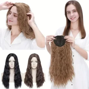 Curly Wave Topper Clip-In Hair Extensionfor Women 20inch Synthetic Corn Wave Secret Toupee Middle Part Thinning Hairpiece