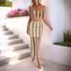 Slim fit sexy striped strapless skirt set