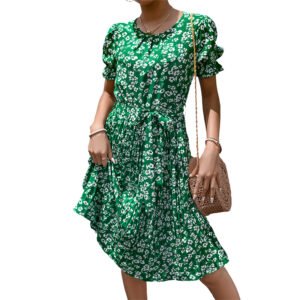 European and American fresh pleated skirt dress