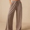 Ribbed Drawstring Wide Leg Pants