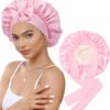 Bow bow ribbon nightcap single-layer color Ding round hat long tail hair care hat