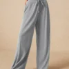 Ribbed Drawstring Wide Leg Pants