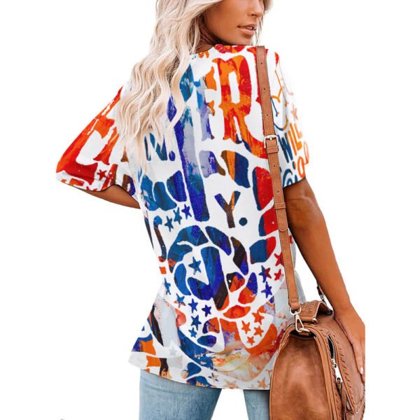 Ice Silk  New V Neck Short-sleeve Women Shirt