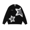 Star Flocked Couple Sweater Oversized Pullover Long Sleeved Thickened Mens Womens Loose Versatile Casual Sweaters