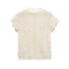 Round neck short sleeved jacquard mesh hollowed out T-shirt top for women