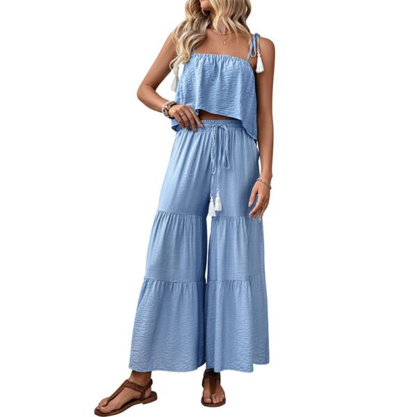 Fresh style camisole top wide leg pants set