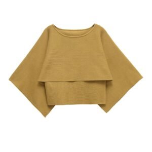 Bat sleeve cape style knitted sweater top for women