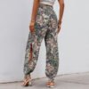 European and American high waisted elastic waisted ethnic style printed loose lantern pants