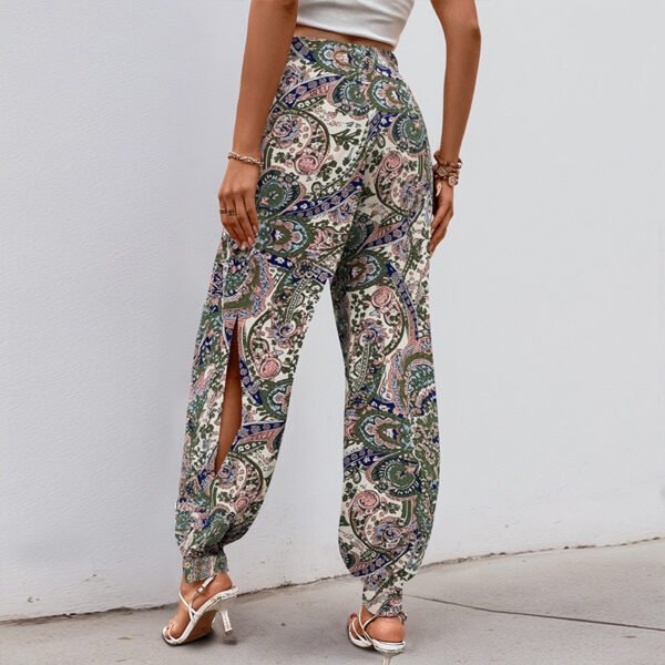 European and American high waisted elastic waisted ethnic style printed loose lantern pants