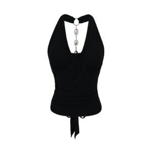 Metal decoration backless straps hanging neck straps small vest top for women