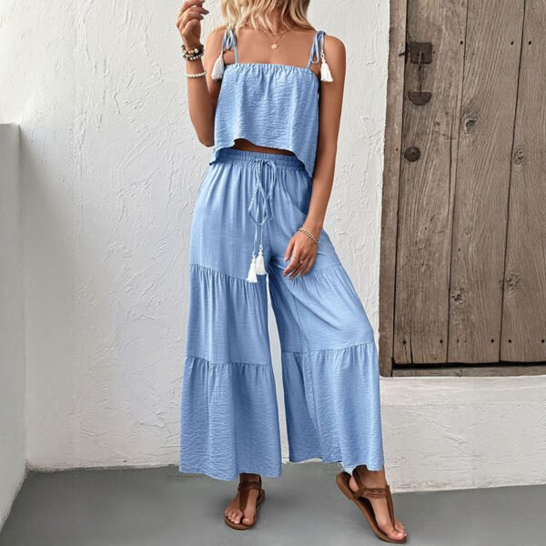 Fresh style camisole top wide leg pants set