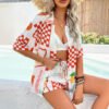 Pomerania Indian Leisure Vacation Floral Cross Color Cardigan Short Pants Set