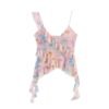 Slim fit layered tassel embellished silk mesh printed camisole top for women