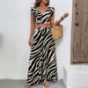 Personalized and trendy style sleeveless top wide leg pants zebra print suit women's clothing high-end feel