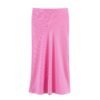 Striped silk texture MIDI skirt for women