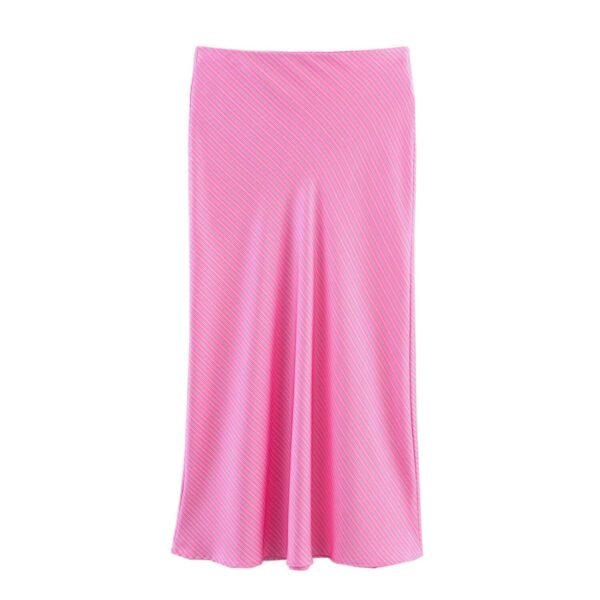 Striped silk texture MIDI skirt for women