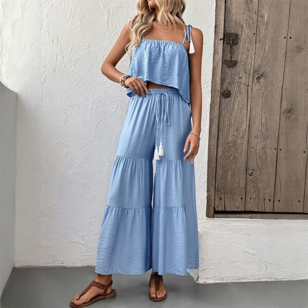 Fresh style camisole top wide leg pants set