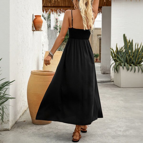 European and American literary style sleeveless casual suspender dress