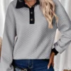 Texture Quarter Button Long Sleeve Sweatshirt