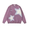 Star Flocked Couple Sweater Oversized Pullover Long Sleeved Thickened Mens Womens Loose Versatile Casual Sweaters