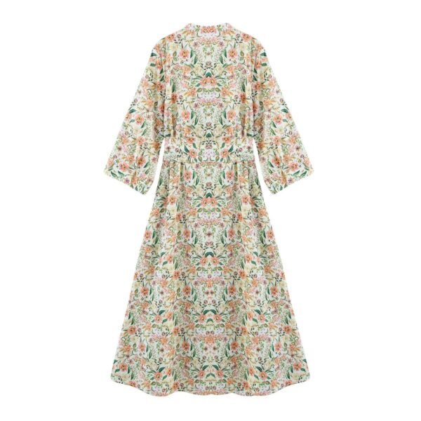 Fashionable and casual V-neck printed MIDI dress for women