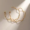 Stainless Steel Wave Shape C-Hoop Earrings