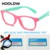 HOOLDW Anti blue Light Kids Glasses Children Square Optical Frame Eyeware Boy Girls Square Computer Transparent Eyeglasses UV400