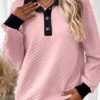 Texture Quarter Button Long Sleeve Sweatshirt
