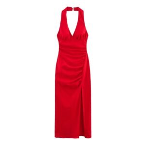 Fashionable slim fit hanging neck sleeveless corset style dress for women