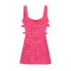 Bow decoration waist cinching short suspender dress for women