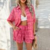 Bohemian leisure vacation style contrasting printed short pants set