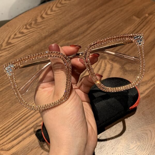 Women Sunglasses Vintage clear lens glasses ladies luxury rhinestone eyeglasses men optical Shades