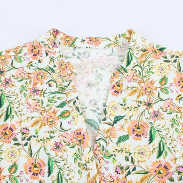 Fashionable and casual V-neck printed MIDI dress for women