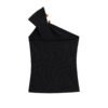 Knitted asymmetrical off shoulder knitted sweater top for women