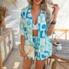 Bohemian leisure vacation style contrasting printed short pants set