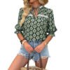 Personalized casual ruffled short sleeved geometric printed women's fashionable shirt