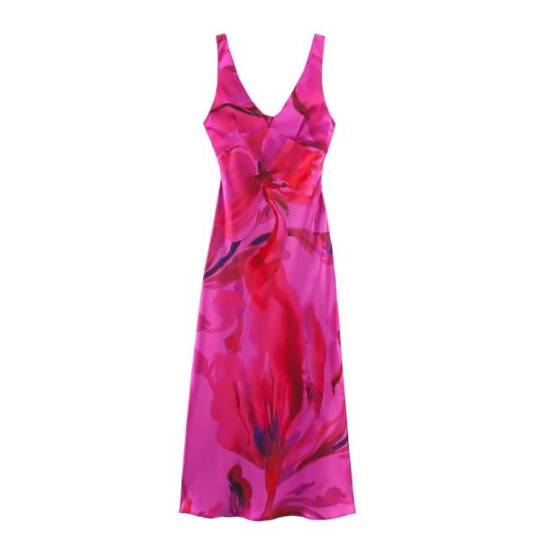 540749875 Fashionable backless printed MIDI dress for women